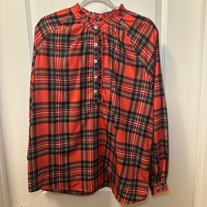 Simply Southern L Women’s Red Plaid Button-Up Blouse